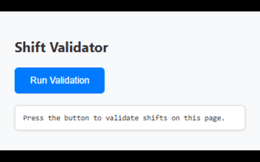 Shift Validator Pro  from Chrome web store to be run with OffiDocs Chromium online