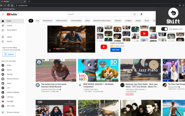 Shift Youtube Optimizer  from Chrome web store to be run with OffiDocs Chromium online