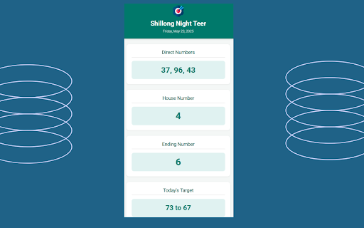 Shillong Night Teer Numbers  from Chrome web store to be run with OffiDocs Chromium online