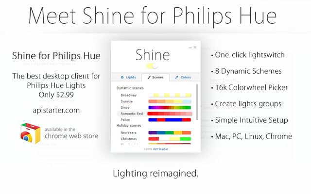 Shine for Philips Hue  from Chrome web store to be run with OffiDocs Chromium online