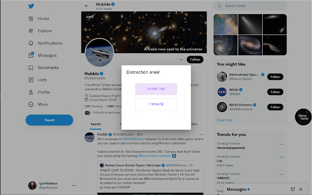 ShinyTimer website blocker  from Chrome web store to be run with OffiDocs Chromium online