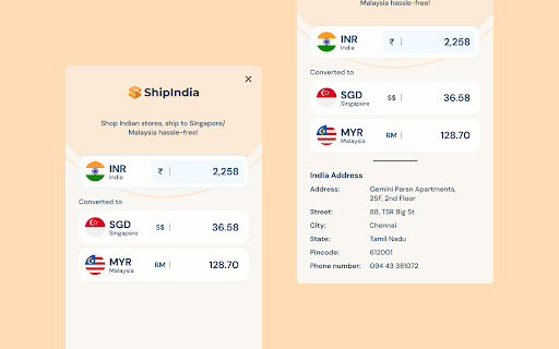 ShipIndia  from Chrome web store to be run with OffiDocs Chromium online