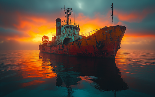 Ship Interface Gliding On The Water In The Sunset Light  from Chrome web store to be run with OffiDocs Chromium online