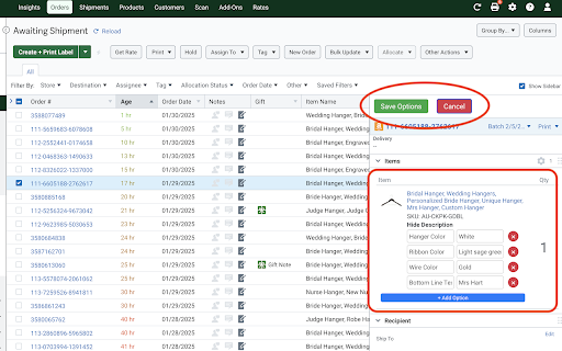 ShipStation Item Options Editor  from Chrome web store to be run with OffiDocs Chromium online