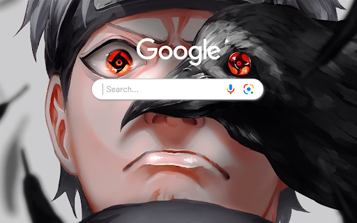 Shisui Uchiha Mangekyo Sharigan Crow Anime Theme  from Chrome web store to be run with OffiDocs Chromium online