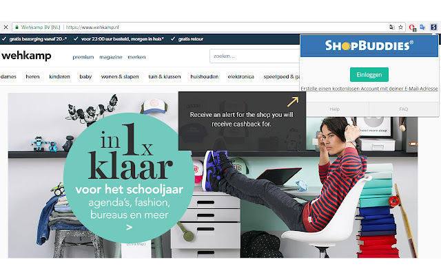 Shopbuddies.de Cashback Melder  from Chrome web store to be run with OffiDocs Chromium online