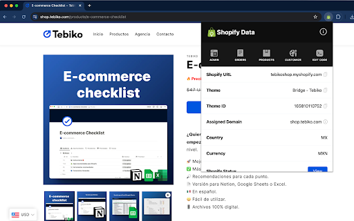 Shop Detector by Tebiko  from Chrome web store to be run with OffiDocs Chromium online