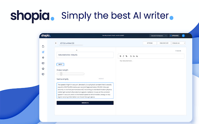 Shopia AI Writer  from Chrome web store to be run with OffiDocs Chromium online