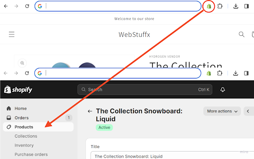 Shopify Admin Redirect  from Chrome web store to be run with OffiDocs Chromium online