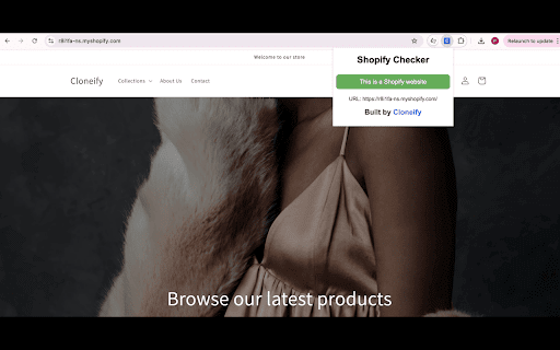 Shopify Checker  from Chrome web store to be run with OffiDocs Chromium online