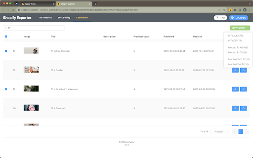 Shopify Exporter  from Chrome web store to be run with OffiDocs Chromium online