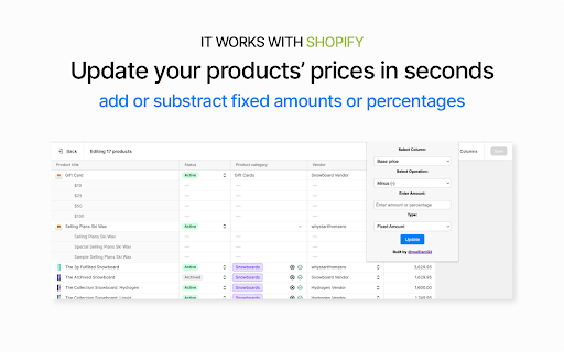 Shopify Massive Editor  from Chrome web store to be run with OffiDocs Chromium online