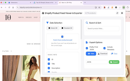 Shopify Product Feed Viewer  Exporter  from Chrome web store to be run with OffiDocs Chromium online