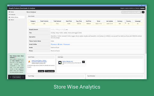 Shopify Products Downloader  Analyzer Pro – Scraper  from Chrome web store to be run with OffiDocs Chromium online