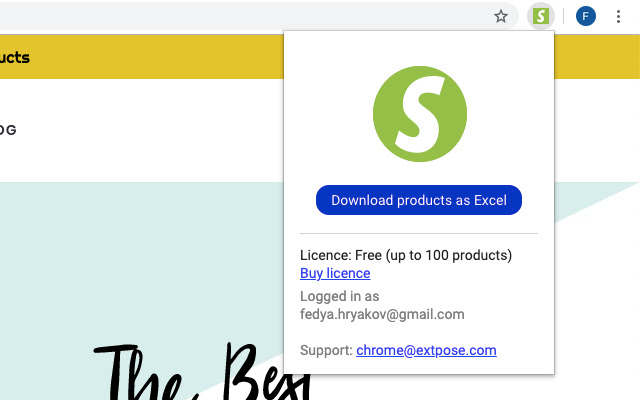 Shopify spy scraper  parser  from Chrome web store to be run with OffiDocs Chromium online