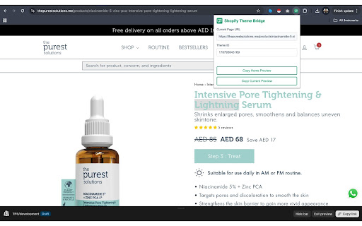 Shopify Theme Bridge  from Chrome web store to be run with OffiDocs Chromium online