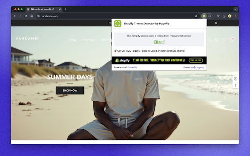Shopify Theme Detector by PageFly Extension  from Chrome web store to be run with OffiDocs Chromium online