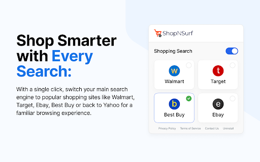 ShopNSurf  from Chrome web store to be run with OffiDocs Chromium online