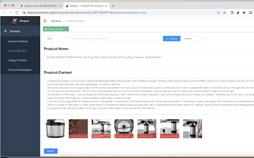 Shopon ChatGPT for Amazon  from Chrome web store to be run with OffiDocs Chromium online