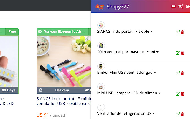 Shopy777 Extension  from Chrome web store to be run with OffiDocs Chromium online