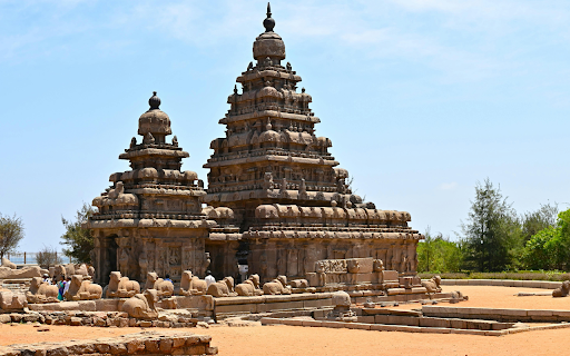 Shore Temple Complex near Bay of Bengal in India  from Chrome web store to be run with OffiDocs Chromium online