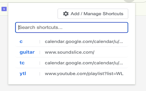 Shortcut2URL  from Chrome web store to be run with OffiDocs Chromium online