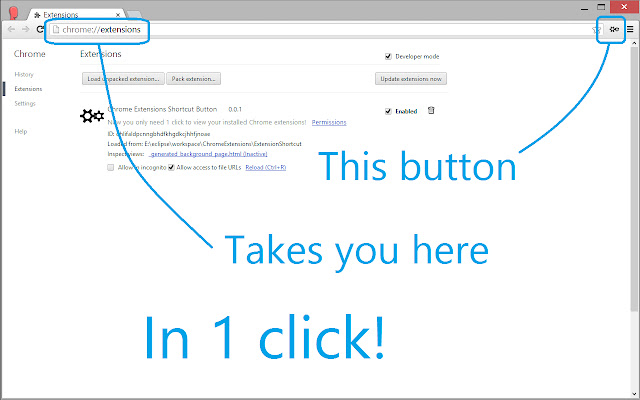 Shortcut Button for Google Chrome Extensions  from Chrome web store to be run with OffiDocs Chromium online