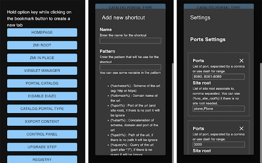 Shortcut Pattern Bookmark  from Chrome web store to be run with OffiDocs Chromium online