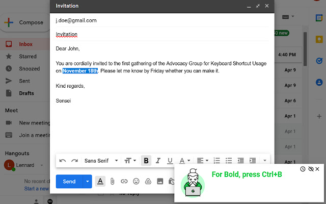 Shortcut Sensei  from Chrome web store to be run with OffiDocs Chromium online