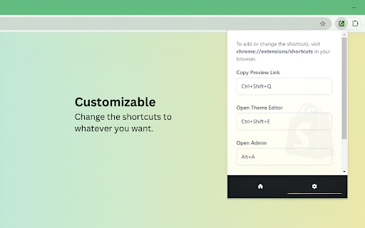 Shortcuts for Shopify  from Chrome web store to be run with OffiDocs Chromium online