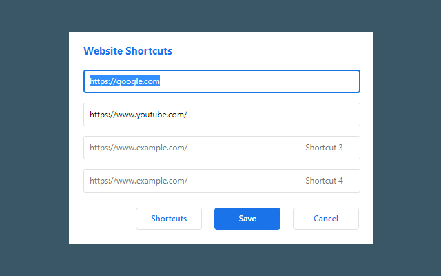 Shortcuts for websites  from Chrome web store to be run with OffiDocs Chromium online