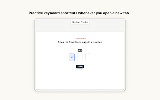 Shortcuts practice  from Chrome web store to be run with OffiDocs Chromium online