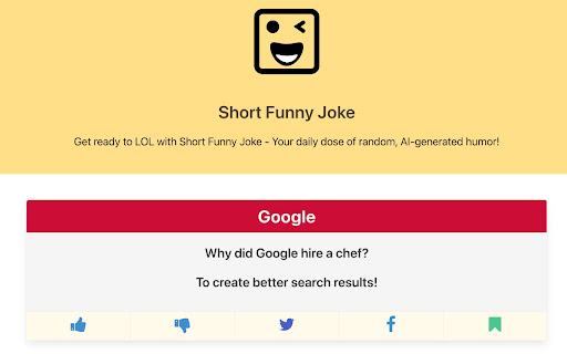 Short Funny Joke  from Chrome web store to be run with OffiDocs Chromium online