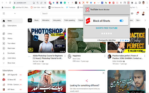 Shorts Blocker YouTube 2024  from Chrome web store to be run with OffiDocs Chromium online