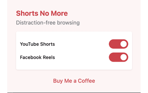 Shorts No More  from Chrome web store to be run with OffiDocs Chromium online