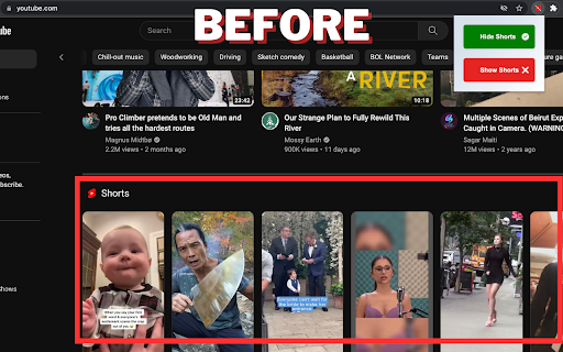 Shorts Terminator  from Chrome web store to be run with OffiDocs Chromium online