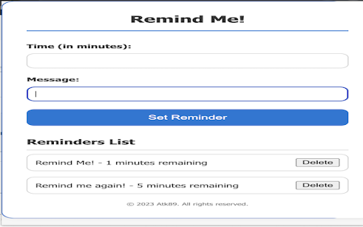 Short term Reminder  from Chrome web store to be run with OffiDocs Chromium online
