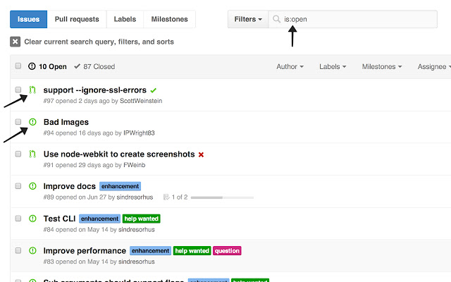 Show All GitHub Issues  from Chrome web store to be run with OffiDocs Chromium online