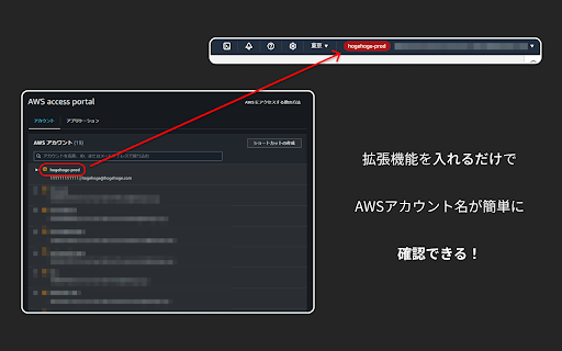 Show AWS Account Name  from Chrome web store to be run with OffiDocs Chromium online