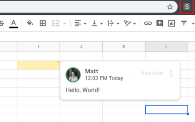 Show Google Spreadsheet comments  from Chrome web store to be run with OffiDocs Chromium online