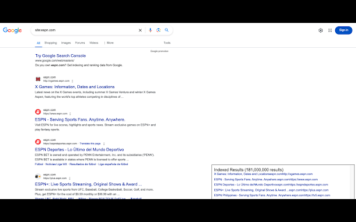 Show Indexed Results  from Chrome web store to be run with OffiDocs Chromium online