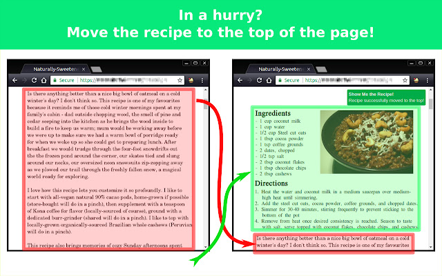 Show Me The Recipe!  from Chrome web store to be run with OffiDocs Chromium online