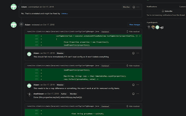 Show resolved Github PR comments  from Chrome web store to be run with OffiDocs Chromium online