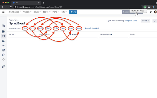 Shuffle Jira quick filters and swimlanes  from Chrome web store to be run with OffiDocs Chromium online