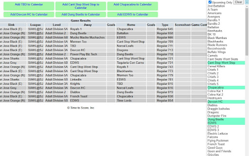SIAHL TimeToScore Schedule Filter  from Chrome web store to be run with OffiDocs Chromium online