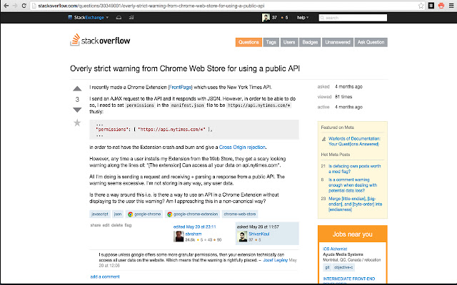 SidebarOverflow  from Chrome web store to be run with OffiDocs Chromium online