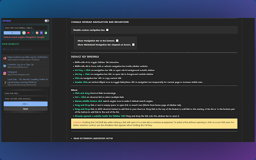 Sidebar Tab  from Chrome web store to be run with OffiDocs Chromium online