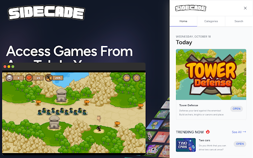 Sidecade  from Chrome web store to be run with OffiDocs Chromium online