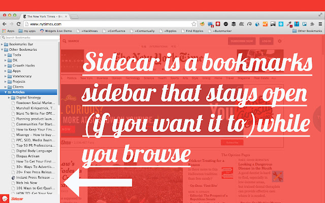 Sidecar Bookmarks Sidebar  from Chrome web store to be run with OffiDocs Chromium online