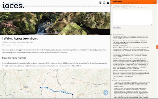SideHN  from Chrome web store to be run with OffiDocs Chromium online